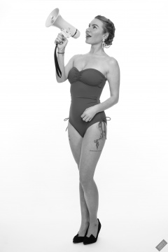 2020-01-18 Danni Moss in her own pale-blue one-piece swimsuit