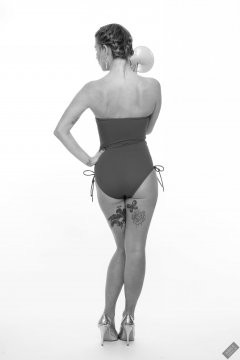 2020-01-18 Danni Moss in her own pale-blue one-piece swimsuit