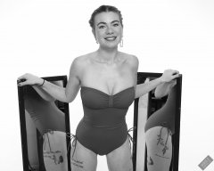 2020-01-18 Danni Moss in her own pale-blue one-piece swimsuit