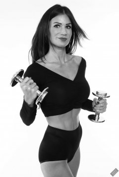 2020-03-08 LisaAnne in black crop top and black bumlifter control briefs worn as hotpants