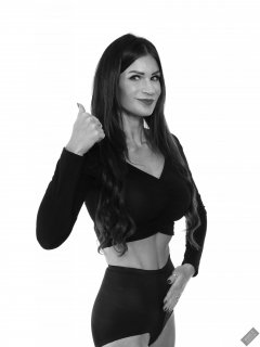 2020-03-08 LisaAnne in black crop top and vintage style black pantie girdle worn as hot pants
