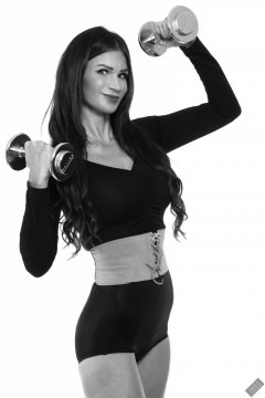 2020-03-08 LisaAnne in black crop top and vintage style black pantie girdle worn as hot pants