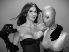 2020-03-08 LisaAnne in tightly-laced black underbust corset, worn over black Miraclesuit bodyshaper