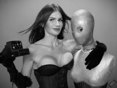 2020-03-08 LisaAnne in tightly-laced black underbust corset, worn over black Miraclesuit bodyshaper