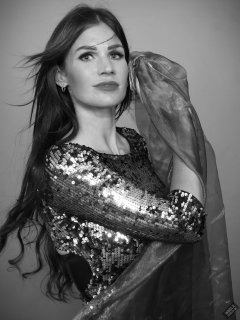 2020-03-08 LisaAnne in her own shiny silver dress