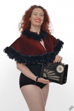 Chiara  with vintage Roamer Ten radio during her 21st anniversary shoot
