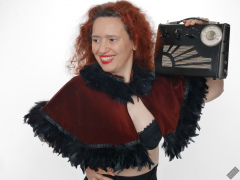 Chiara  with vintage Roamer Ten radio during her 21st anniversary shoot
