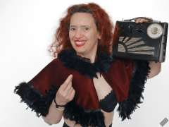 Chiara  with vintage Roamer Ten radio during her 21st anniversary shoot