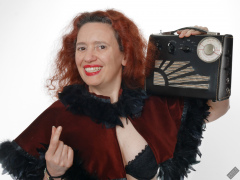 Chiara  with vintage Roamer Ten radio during her 21st anniversary shoot