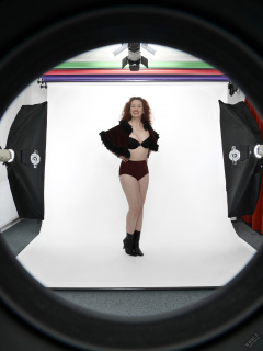 Chiara still fits into her vintage maroon girdle - 21st anniversary shoot