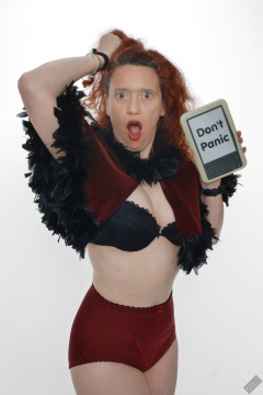 Don't Panic! Chiara still fits into her vintage maroon girdle - 21st anniversary shoot