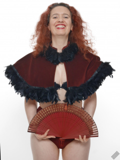 Chiara still fits into her vintage maroon girdle - 21st anniversary shoot
