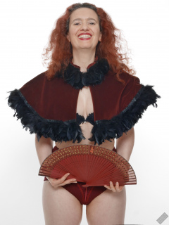 Chiara still fits into her vintage maroon girdle - 21st anniversary shoot
