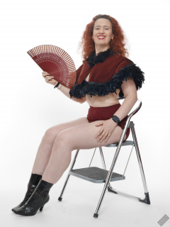 Chiara still fits into her vintage maroon girdle - 21st anniversary shoot