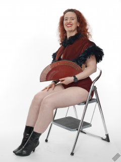 Chiara still fits into her vintage maroon girdle - 21st anniversary shoot