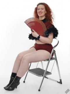 Chiara still fits into her vintage maroon girdle - 21st anniversary shoot