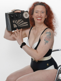 Chiara models vintage swimsuit for her 21st anniversary shoot