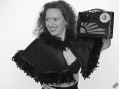 Chiara  with vintage Roamer Ten radio during her 21st anniversary shoot