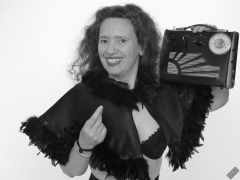 Chiara  with vintage Roamer Ten radio during her 21st anniversary shoot
