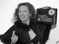 Chiara  with vintage Roamer Ten radio during her 21st anniversary shoot