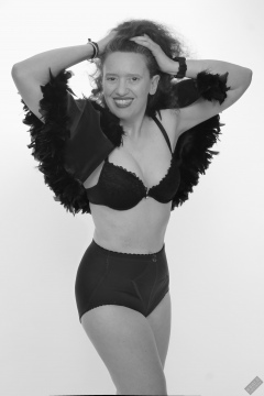 Chiara still fits into her vintage maroon girdle - 21st anniversary shoot