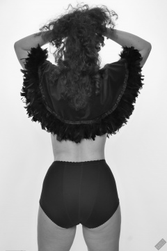 Chiara still fits into her vintage maroon girdle - 21st anniversary shoot
