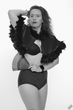 Chiara still fits into her vintage maroon girdle - 21st anniversary shoot