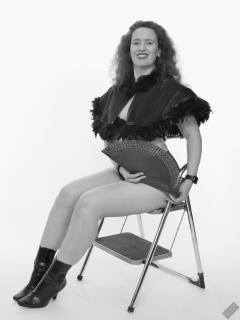 Chiara still fits into her vintage maroon girdle - 21st anniversary shoot