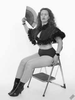 Chiara still fits into her vintage maroon girdle - 21st anniversary shoot