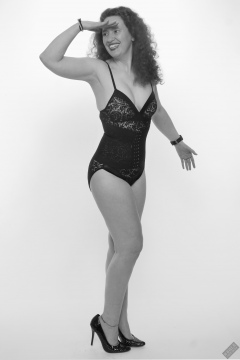 Chiara models tight black bodyshaper for her 21st anniversary shoot