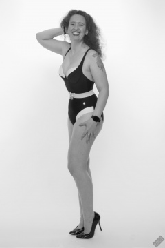 Chiara models vintage swimsuit for her 21st anniversary shoot