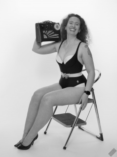 Chiara models vintage swimsuit for her 21st anniversary shoot