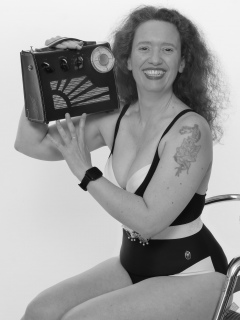 Chiara models vintage swimsuit for her 21st anniversary shoot