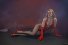 Rebecca Love - in her own red PVC leotard