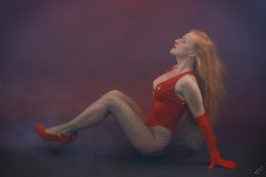 Rebecca Love - in her own red PVC leotard