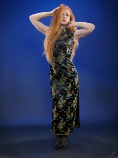 Rebecca Love - In long black cheongsam dress