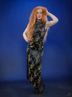 Rebecca Love - In long black cheongsam dress