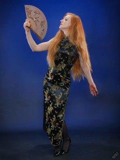 Rebecca Love - In long black cheongsam dress