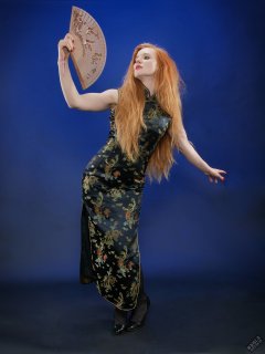 Rebecca Love - In long black cheongsam dress