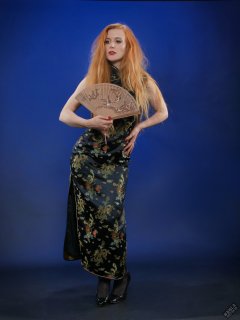 Rebecca Love - In long black cheongsam dress