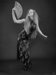 Rebecca Love - In long black cheongsam dress