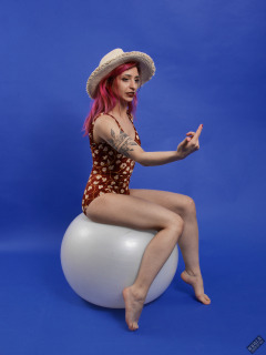 2022-07-02 Mave D models tight vintage tummy-control swimsuit