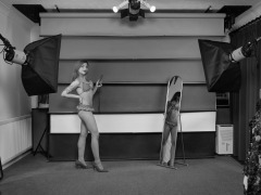 2022-07-02 Mave D models red and white polka-dot bikini, whilst demonstrating the new studio
