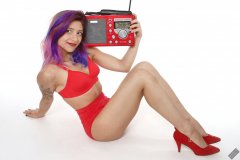 Mave D in matching red bra and control briefs