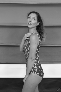 Michelle's Modelling in vintage one-piece tummy-control swimsuit