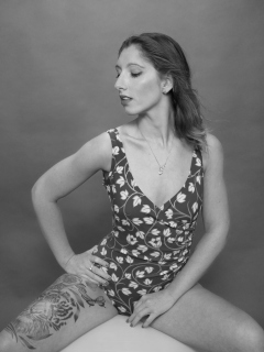 Michelle's Modelling in vintage one-piece tummy-control swimsuit