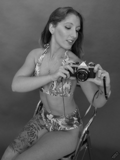 Michelle's Modelling in her own vintage-style blue bikini