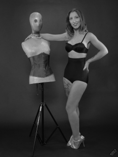 Michelle's Modelling poses with our resident droid - who's called Melissa