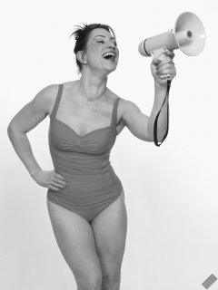Athena Marie in her own vintage style swimsuit, studio shoot 2023-02-04