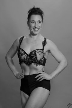 Athena Marie in bra and vintage pantie girdle,  studio shoot 2023-02-04